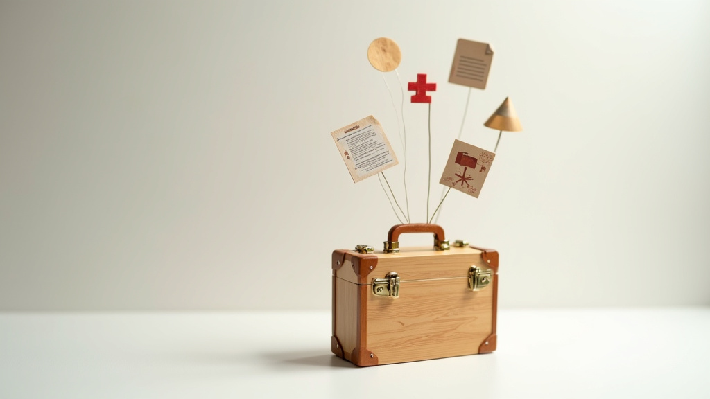 Divers objets et symboles représentant les différents sens de PO