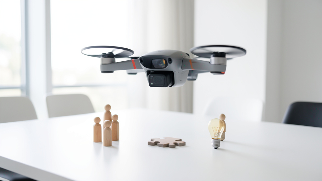Animation drone indoor lors d'un séminaire d'entreprise - vue aérienne