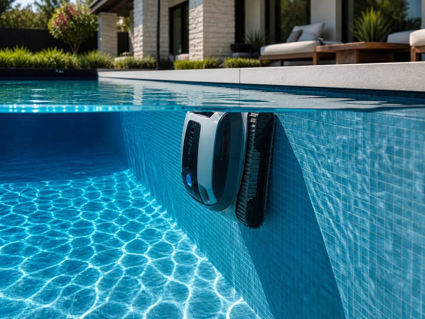 Détail des capteurs embarqués sur un robot piscine high-tech